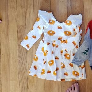 White and Orange Kids Casual Dress